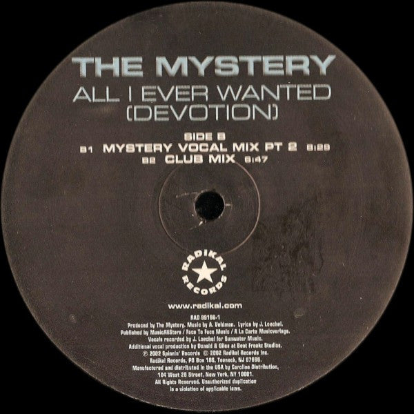 The Mystery : All I Ever Wanted (Devotion) (12")