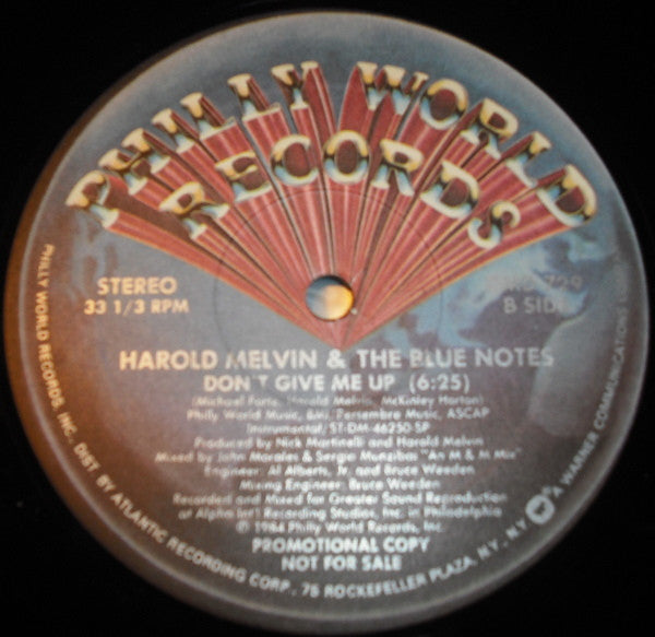 Harold Melvin & The Blue Notes* : Don't Give Me Up (12", Promo)