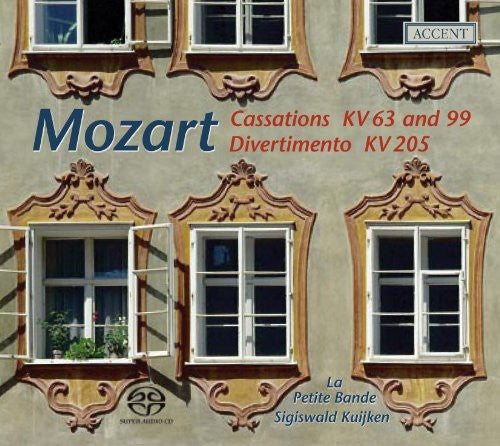 the album cover for La Petite Bande - Cassations KV63 & 99 / Divertimento KV205