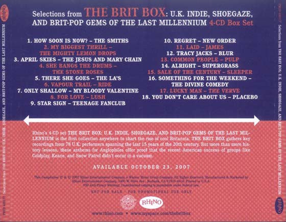 Various : Selections From The Brit Box: U.K. Indie, Shoegaze, And Brit-Pop Gems Of The Last Millennium (CDr, Promo, Smplr)