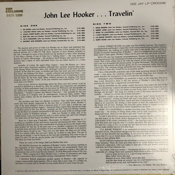 John Lee Hooker : Travelin' (LP, Album, Mono, Club, Ltd, Num, RE, RM, Blu)