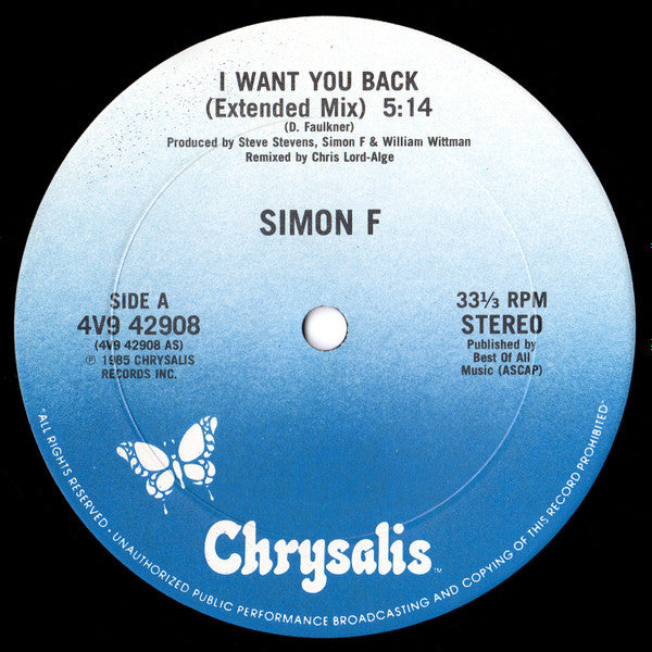 Simon F* : I Want You Back (12")