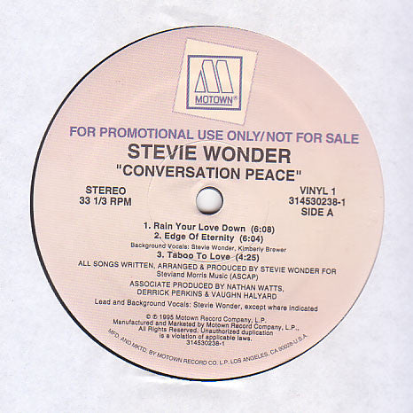 Stevie Wonder : Conversation Peace (2xLP, Album, Promo)