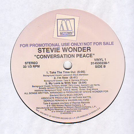Stevie Wonder : Conversation Peace (2xLP, Album, Promo)
