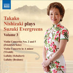 the album cover for TAKAKO NISHIZAKI - Nishizaki Plays Suzuki Evergreens 3: Violin Ctos