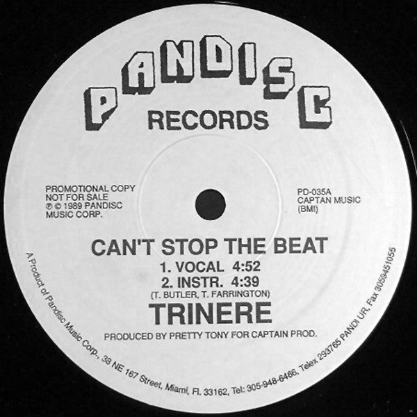 Trinere : Can't Stop The Beat (12", Promo)