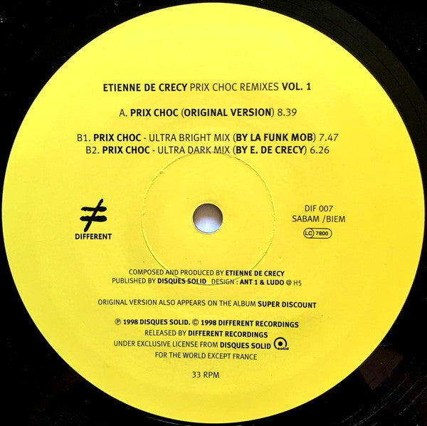 Etienne De Crécy : Prix Choc (Remixes Vol. 1) (12", Single)