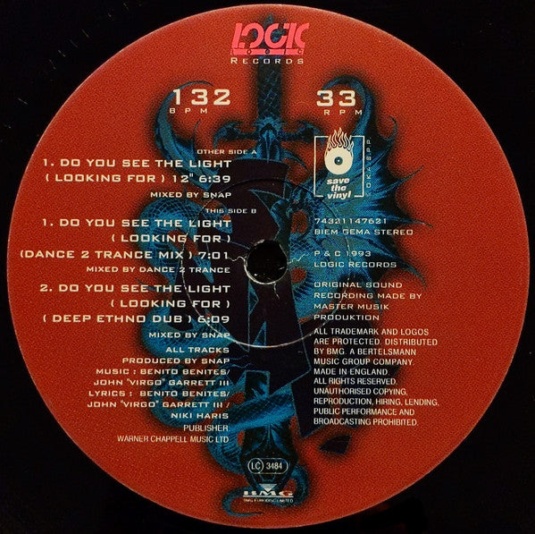 Snap! Feat. Niki Haris : Do You See The Light (Looking For) (12")