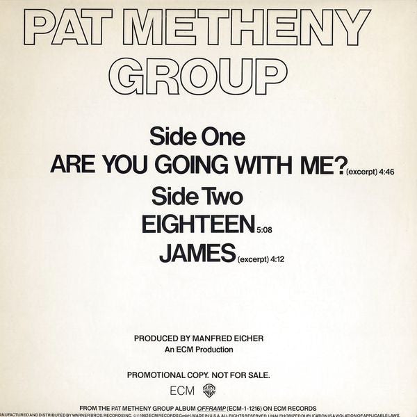 Pat Metheny Group : Are You Going With Me? (12", Promo)