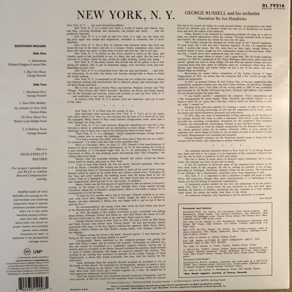 George Russell And His Orchestra* : New York, N.Y. (LP, Album, RE, RM, Gat)