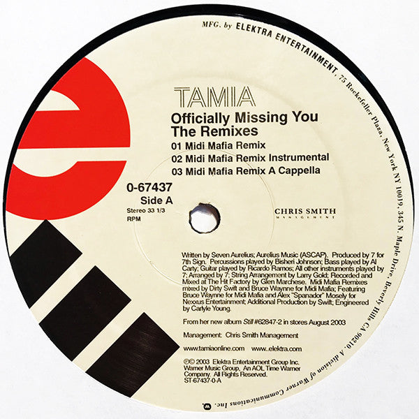 Tamia : Officially Missing You (The Remixes) (12")