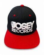 Josey Canvas Snap Back Flat Bill Hat [Black/Red/White Logo]