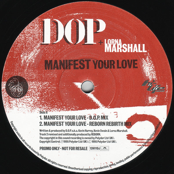 DOP* + Lorna Marshall : Manifest Your Love (12", Promo)