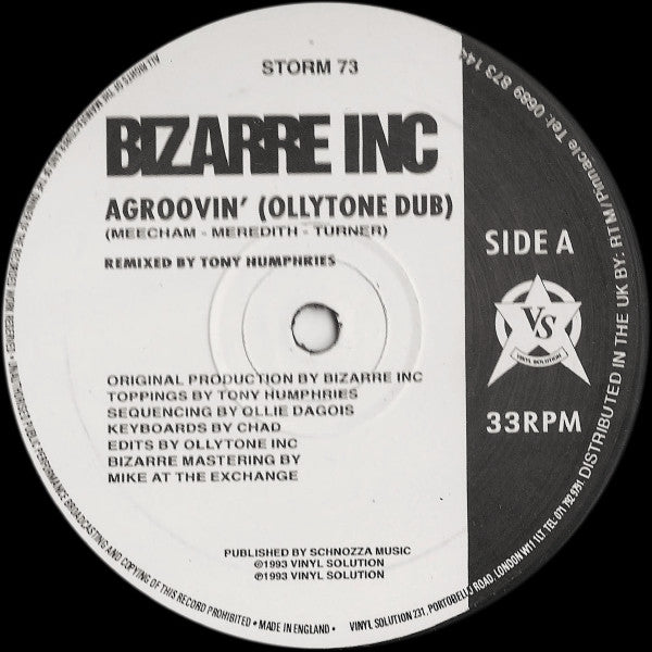 Bizarre Inc : Agroovin' (12")