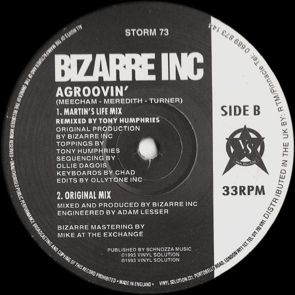 Bizarre Inc : Agroovin' (12")