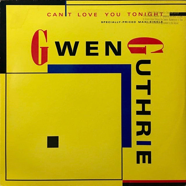 Gwen Guthrie : Can't Love You Tonight (12", Maxi, All)