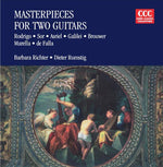 the album cover for Rodrigo / Sor / De Falla / Richter / Rumstig - Masterpieces for 2 Guitars