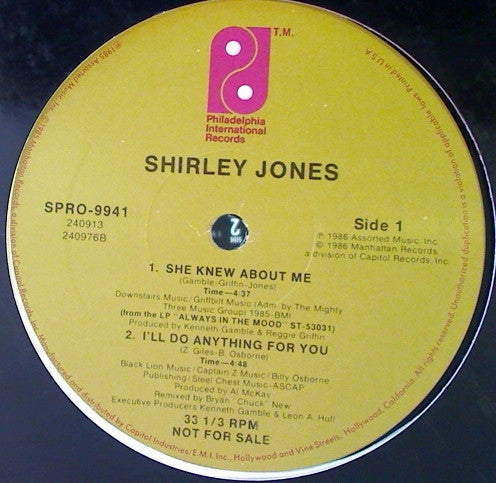 Shirley Jones : She Knew About Me / I'll Do Anything For You (12", Promo)