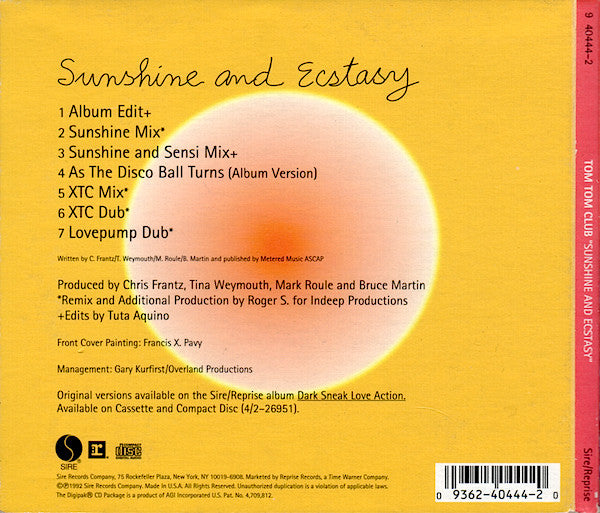 Tom Tom Club : Sunshine And Ecstasy (Feel My Heartbeat) (CD, Maxi)