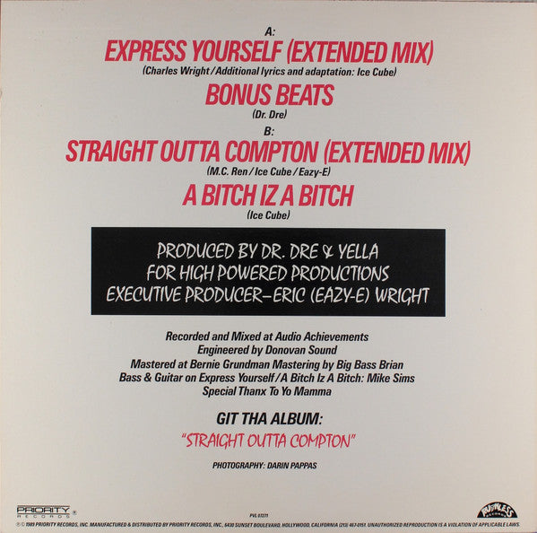 N.W.A* : Express Yourself (12", Maxi, Promo)