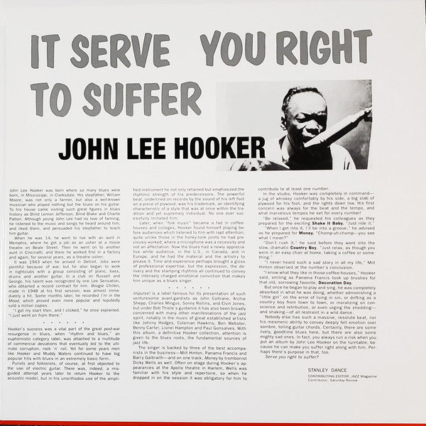 John Lee Hooker : It Serve You Right To Suffer (2x12", RE, RM, RP, 180)
