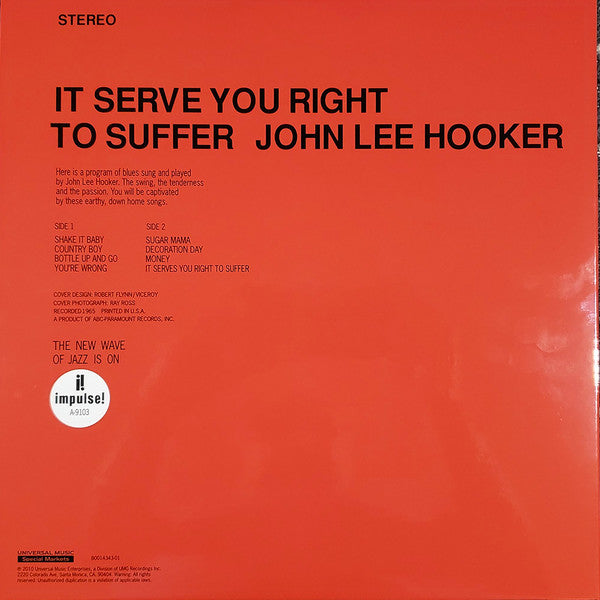 John Lee Hooker : It Serve You Right To Suffer (2x12", RE, RM, RP, 180)