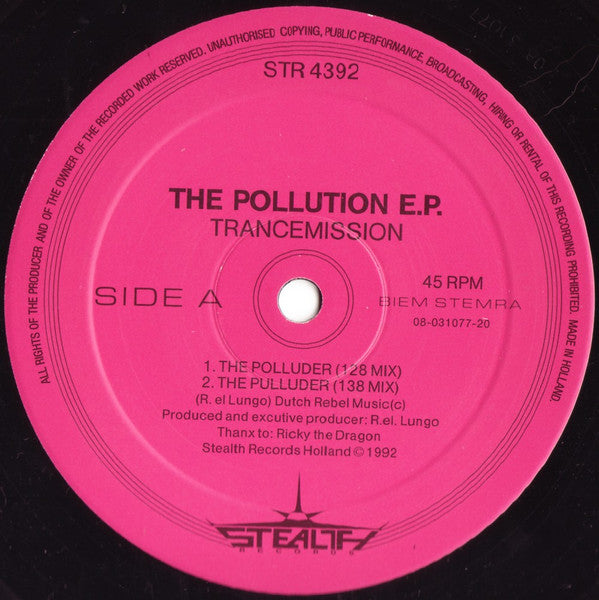 Trancemission : The Pollution EP (12", EP)