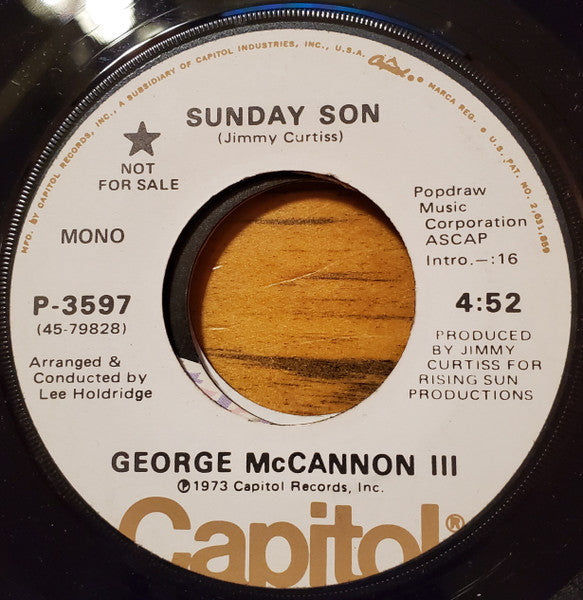 George McCannon III* : Sunday Son (7", Single, Mono, Promo)