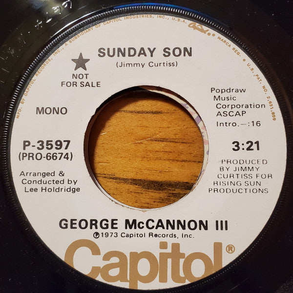George McCannon III* : Sunday Son (7", Single, Mono, Promo)