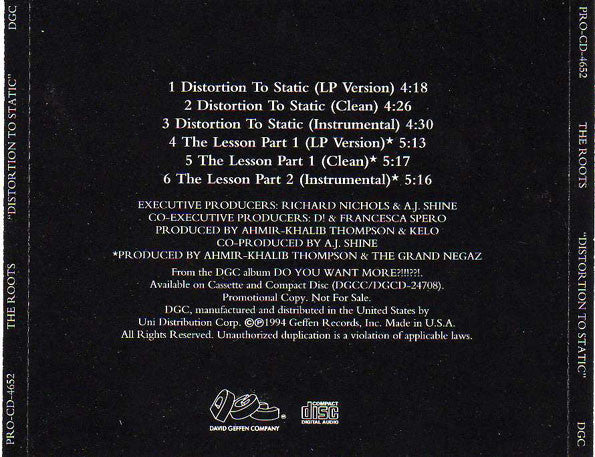 The Roots : Distortion To Static (CD, Single, Promo)