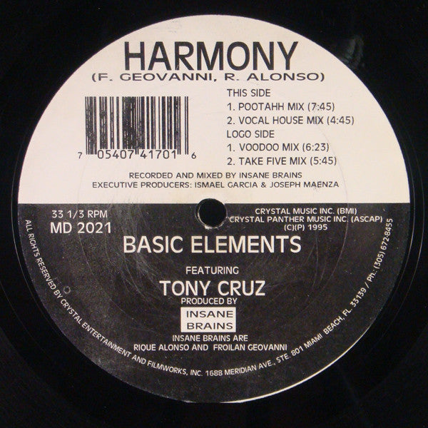 Basic Elements Featuring Tony Cruz : Harmony (12")