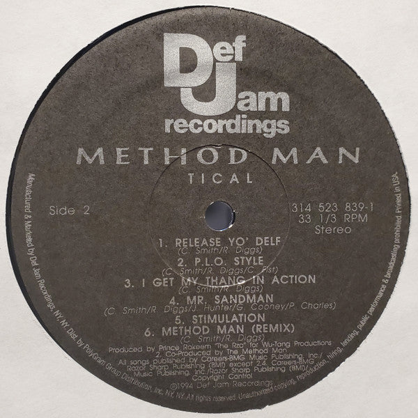 Method Man : Tical (LP, Album, M/Print)