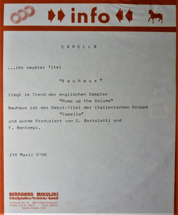 Capella* : Bauhaus (12", Maxi)