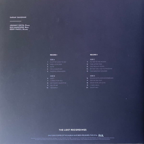 Sarah Vaughan : Live At The Berlin Philharmonie 1969 (2xLP, Mono, Ltd, Num, RM, S/Edition)