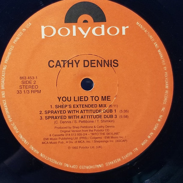 Cathy Dennis : You Lied To Me (12", Maxi)