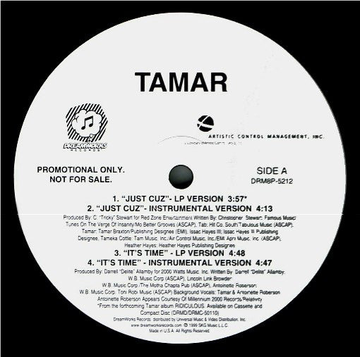 Tamar : Just Cuz (12", Promo)