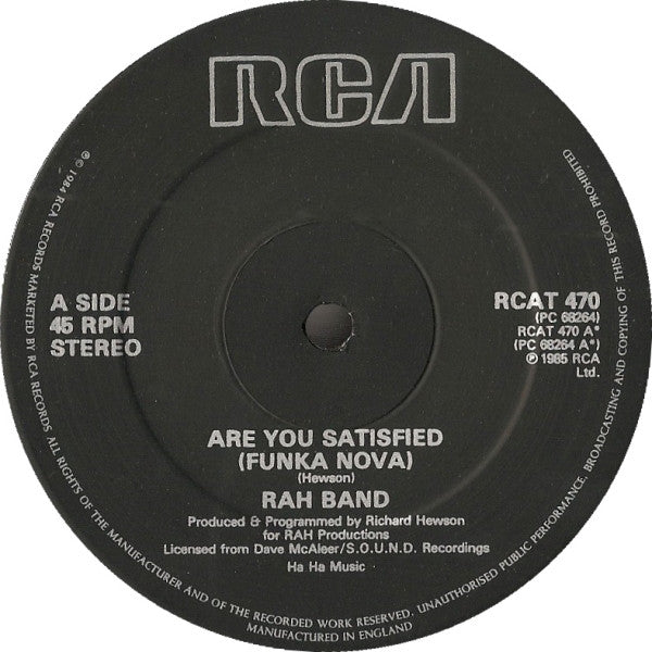 RAH Band : Are You Satisfied (Funka Nova) (12")