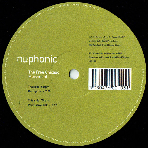 The Free Chicago Movement : Recognize (12")