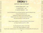 Enigma : Beyond The Invisible (CD, Single, Promo)