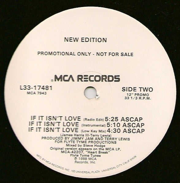 New Edition : If It Isn't Love (12", Single, Promo)