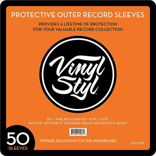 Vinyl Styl 12 Inch Outer Record Sleeves - Open Top - 50 Count (Clear)