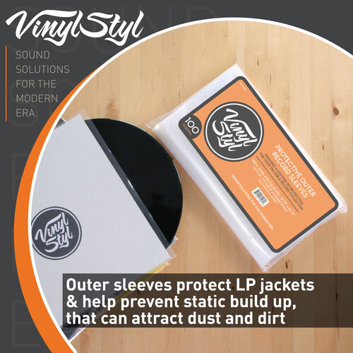 Vinyl Styl 12 Inch Outer Record Sleeves - Open Top - 100 Count - (Clear)