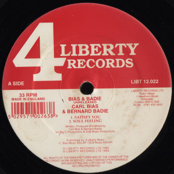 Carl Bias & Bernard Badie : Bias & Badie Unreleased (12")
