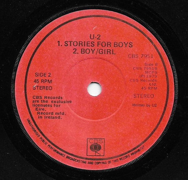 U2 : Three (7", Single, RE, Red)