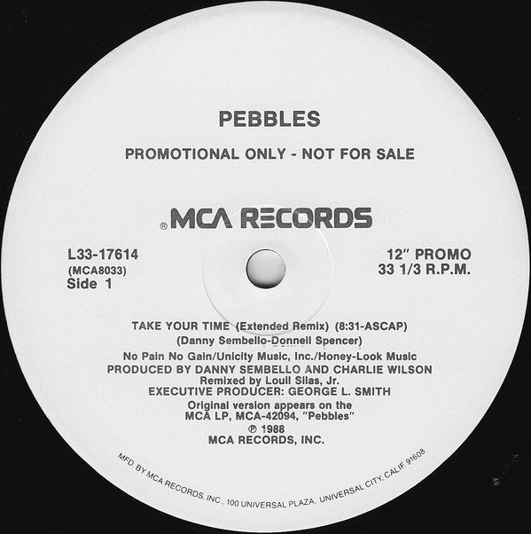 Pebbles : Take Your Time (12", Single, Promo)