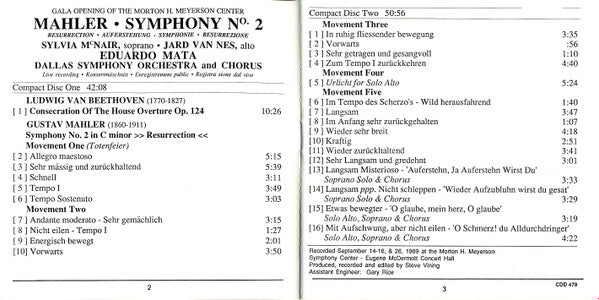 Gustav Mahler - Eduardo Mata, Dallas Symphony Orchestra : Symphony No. 2 (2xCD, Album)