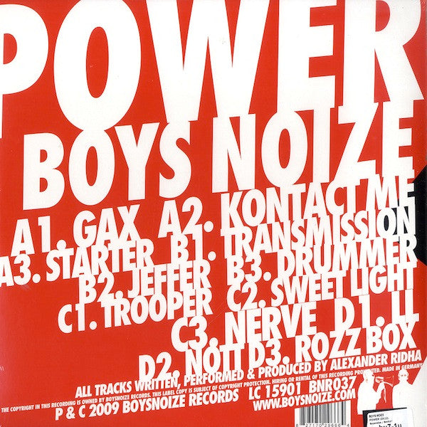 Boys Noize : Power (2x12", Album, Red)