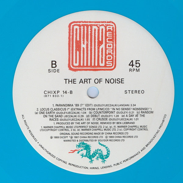 The Art Of Noise : Paranoimia '89 (12", Single, Ltd, S/Edition, Blu)