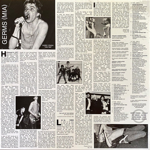 Germs : (MIA) The Complete Anthology (LP, Album, RE, Blu + LP, Comp, Blu + Comp, RE, RM,)
