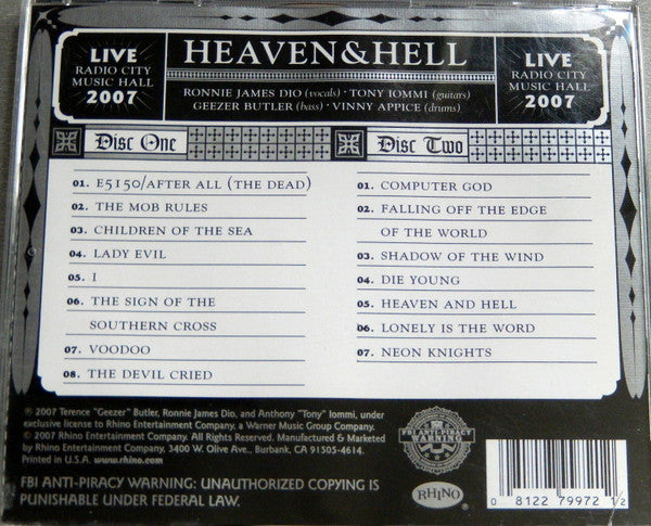 Heaven & Hell (2) : Live From Radio City Music Hall (2xCD, Album, O-c)